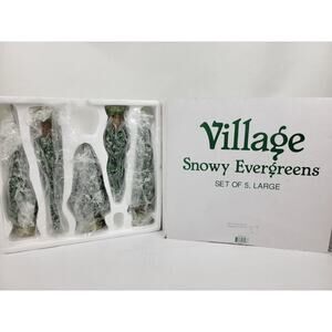Department 56 Heritage Village Snowy Evergreens Resin Set 5 Large Trees 7" & 9"